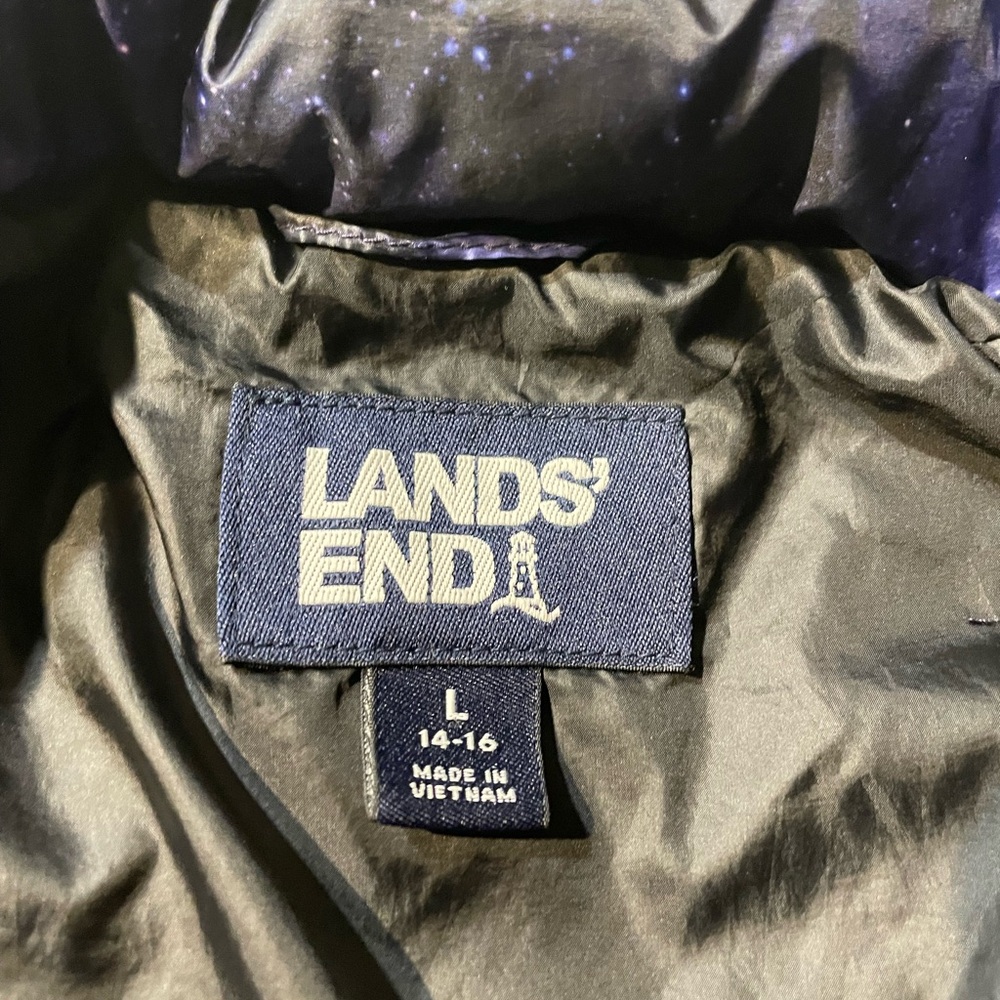 Lands' End Starry Night Puffer Jacket 14/16 - Picture 4 of 5